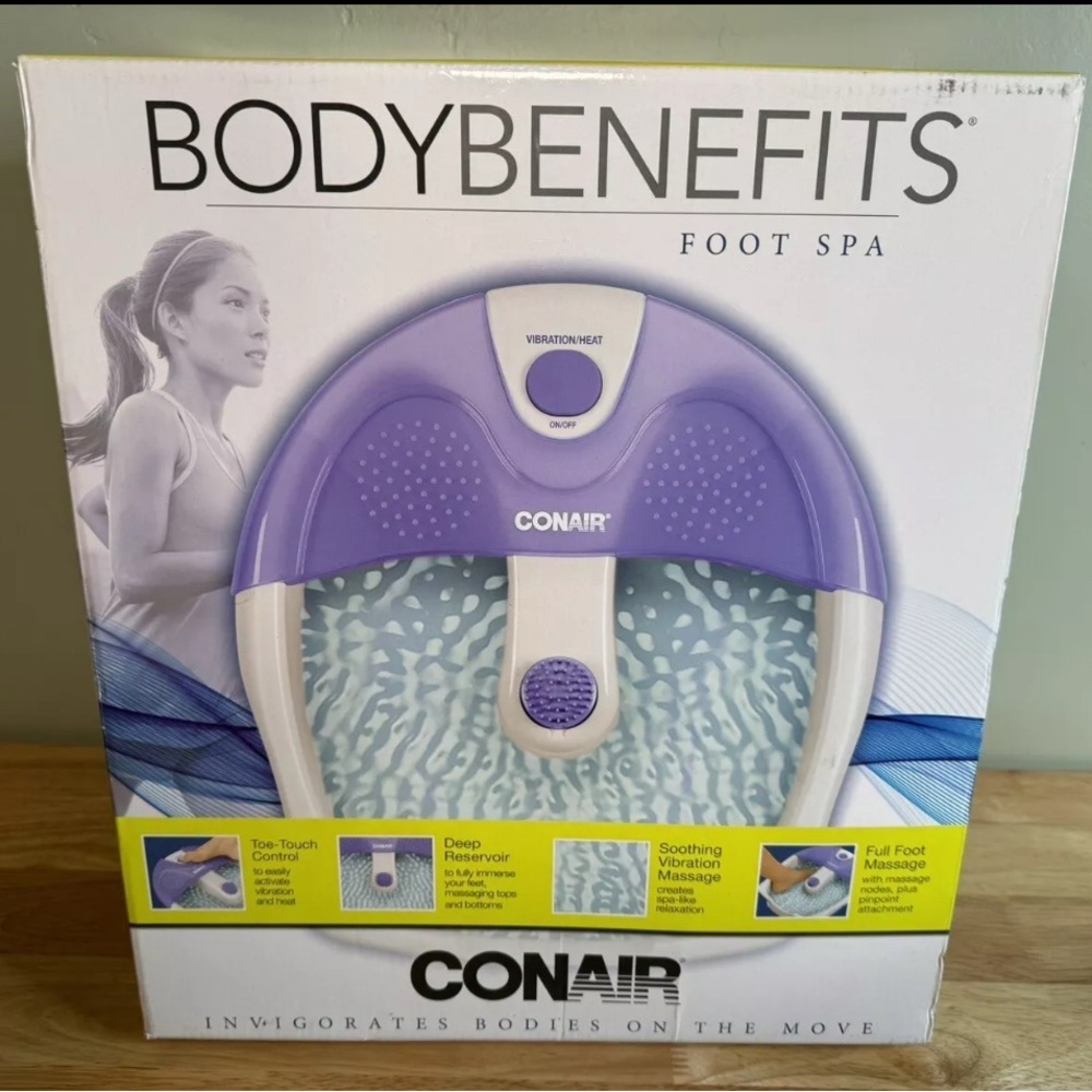 Conair -Body Benefits Foot Spa -Deep Reservoir -Vibrating Massage-New